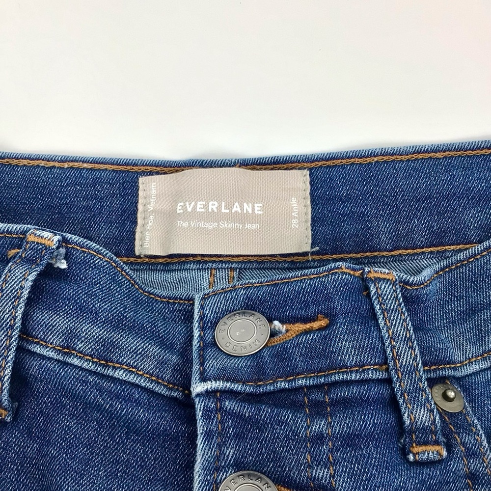 Everlane The Vintage Skinny Jean Button Front Raw Hem Size 28 Ankle - Picture 6 of 15
